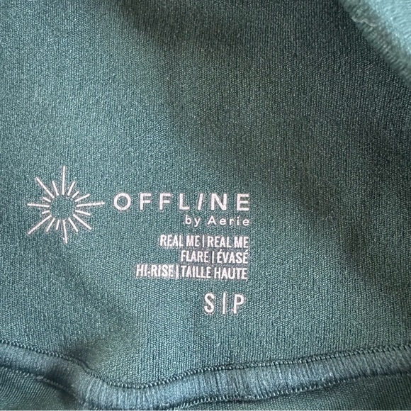 Aerie Real Me High waisted Crossover Flare Legging ruched green pull on small - Picture 3 of 8